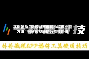 实测辅助“微乐湖南麻将小程序必赢方法”揭秘透视辅助万能挂用法