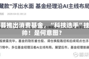 公募推出消费基金，“科技选手”挂帅！是何意图？