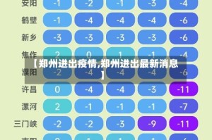 【郑州进出疫情,郑州进出最新消息】