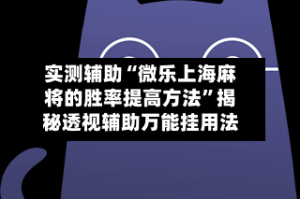 实测辅助“微乐上海麻将的胜率提高方法”揭秘透视辅助万能挂用法