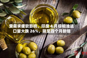 受需求疲软影响，印度 4 月棕榈油进口量大跌 26%，降至四个月新低