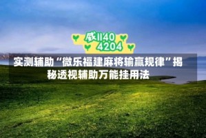 实测辅助“微乐福建麻将输赢规律”揭秘透视辅助万能挂用法