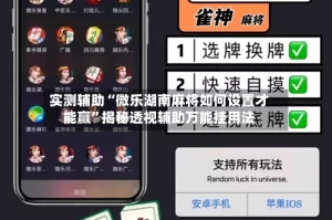 实测辅助“微乐湖南麻将如何设置才能赢”揭秘透视辅助万能挂用法