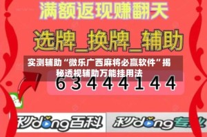 实测辅助“微乐广西麻将必赢软件”揭秘透视辅助万能挂用法