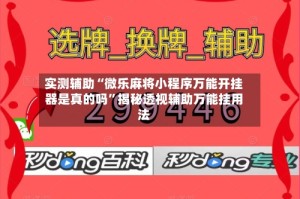 实测辅助“微乐麻将小程序万能开挂器是真的吗”揭秘透视辅助万能挂用法