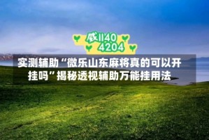 实测辅助“微乐山东麻将真的可以开挂吗”揭秘透视辅助万能挂用法