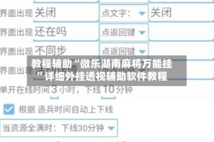 教程辅助“微乐湖南麻将万能挂”详细外挂透视辅助软件教程
