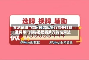 实测辅助“微乐甘肃麻将万能开挂器通用版”揭秘透视辅助万能挂用法
