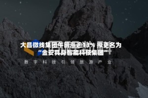 大昌微线集团午前涨逾13% 拟更名为“金安具身智能科技集团”