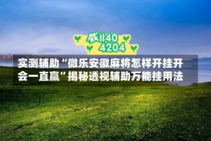 实测辅助“微乐安徽麻将怎样开挂开会一直赢”揭秘透视辅助万能挂用法
