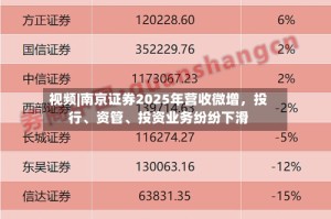 视频|南京证券2025年营收微增，投行、资管、投资业务纷纷下滑