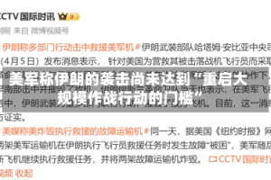 美军称伊朗的袭击尚未达到“重启大规模作战行动的门槛”