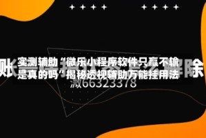 实测辅助“微乐小程序软件只赢不输是真的吗”揭秘透视辅助万能挂用法