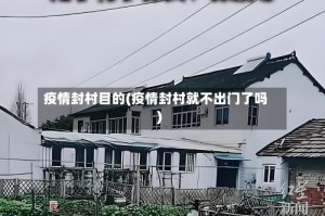 疫情封村目的(疫情封村就不出门了吗)