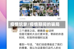 疫情坑爹/疫情期间的骗局