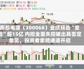 南都电源（300068）业绩预告“变脸”超15亿 内控全面失控被出具否定意见，投资者索赔通道开启