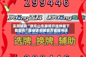 实测辅助“微乐山东麻将开挂神器下载软件”揭秘透视辅助万能挂用法