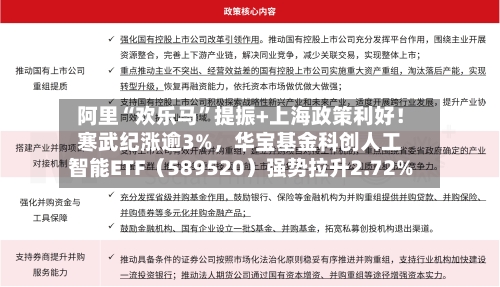 阿里“欢乐马	”提振+上海政策利好！寒武纪涨逾3%	，华宝基金科创人工智能ETF（589520）强势拉升2.72%-第1张图片