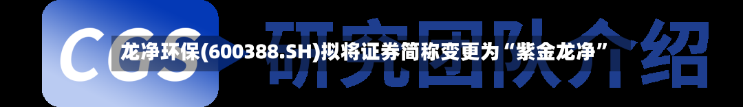 龙净环保(600388.SH)拟将证券简称变更为“紫金龙净”-第1张图片