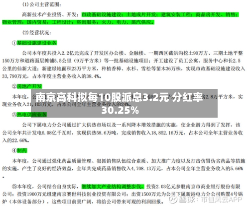 南京高科拟每10股派息3.2元 分红率30.25%-第1张图片