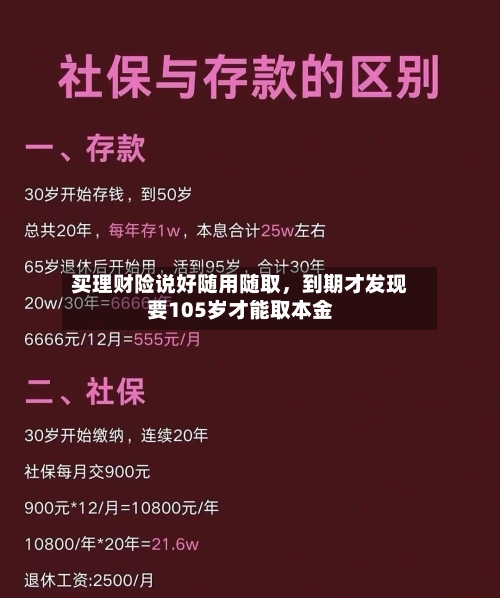 买理财险说好随用随取	，到期才发现要105岁才能取本金-第1张图片