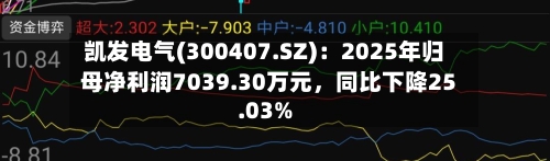 凯发电气(300407.SZ)：2025年归母净利润7039.30万元	，同比下降25.03%-第1张图片