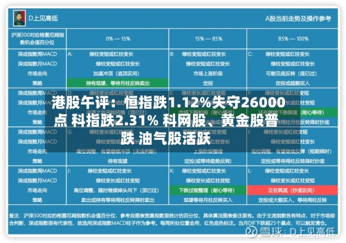 港股午评：恒指跌1.12%失守26000点 科指跌2.31% 科网股、黄金股普跌 油气股活跃-第1张图片