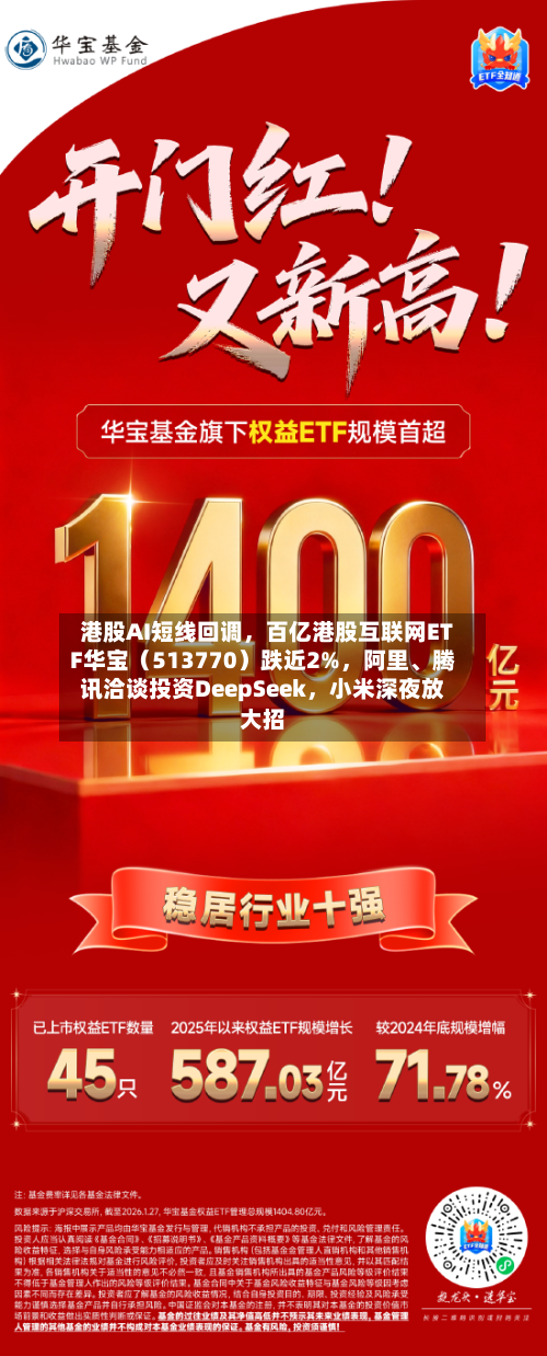 港股AI短线回调，百亿港股互联网ETF华宝（513770）跌近2%	，阿里、腾讯洽谈投资DeepSeek，小米深夜放大招-第1张图片