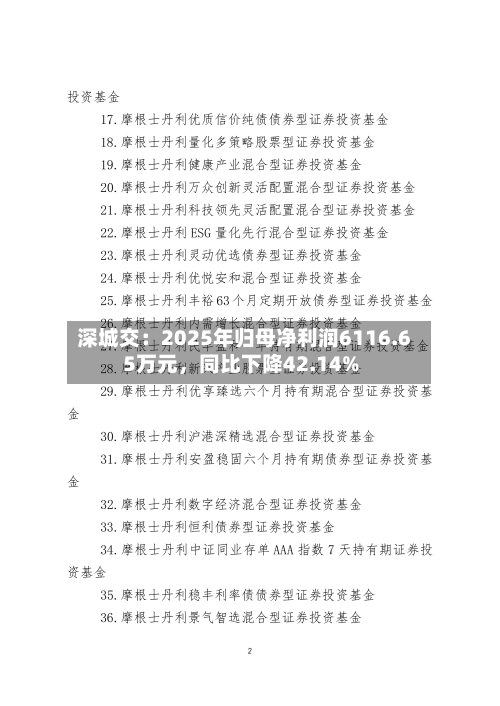 深城交：2025年归母净利润6116.65万元，同比下降42.14%-第1张图片