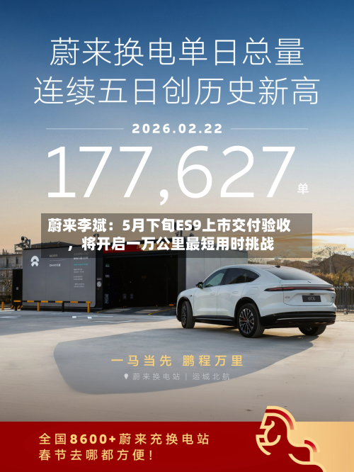 蔚来李斌：5月下旬ES9上市交付验收，将开启一万公里最短用时挑战-第1张图片