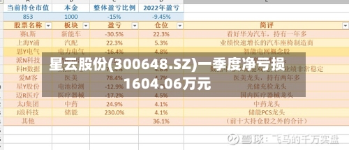 星云股份(300648.SZ)一季度净亏损1604.06万元-第1张图片