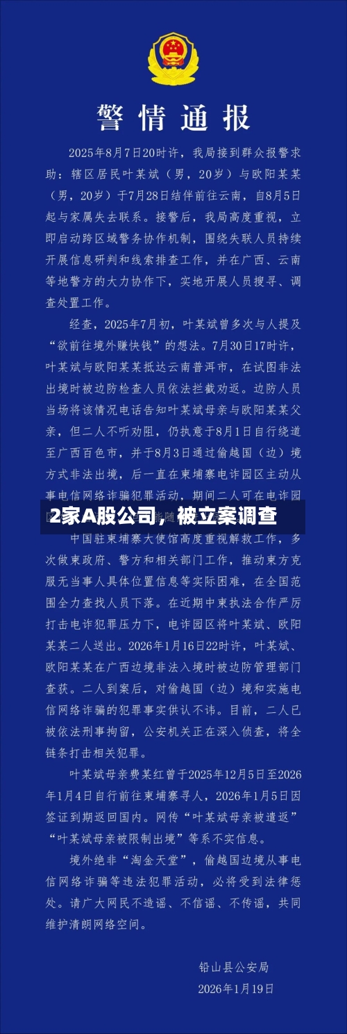 2家A股公司，被立案调查-第1张图片