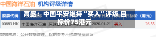 高盛：中国平安维持“买入	”评级 目标价75港元-第1张图片