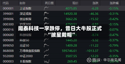 闻泰科技一字跌停	，昔日大牛股正式“披星戴帽”-第2张图片