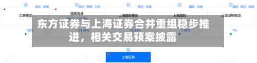 东方证券与上海证券合并重组稳步推进，相关交易预案披露-第1张图片