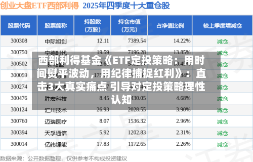 西部利得基金《ETF定投策略：用时间熨平波动	，用纪律捕捉红利》：直击3大真实痛点 引导对定投策略理性认知-第2张图片