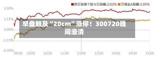 早盘触及“20cm	”涨停！300720晚间澄清-第2张图片