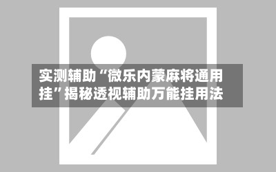 实测辅助“微乐内蒙麻将通用挂”揭秘透视辅助万能挂用法-第1张图片