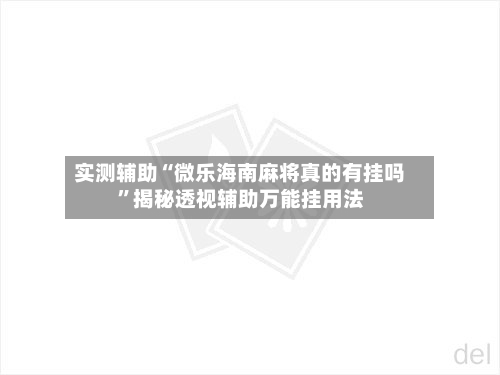 实测辅助“微乐海南麻将真的有挂吗	”揭秘透视辅助万能挂用法-第2张图片
