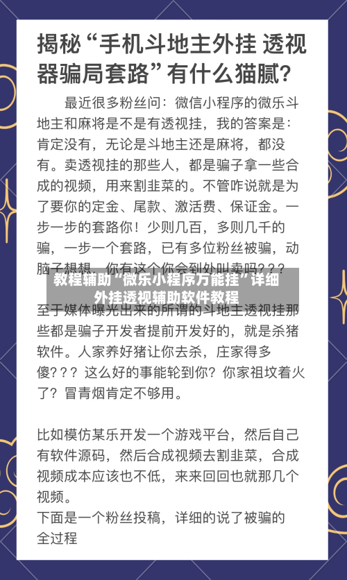 教程辅助“微乐小程序万能挂”详细外挂透视辅助软件教程-第3张图片