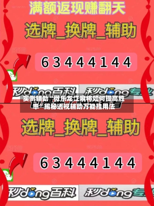 实测辅助“微乐龙江麻将如何提高胜率”揭秘透视辅助万能挂用法-第2张图片