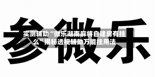 实测辅助“微乐湖南麻将自建房有挂么”揭秘透视辅助万能挂用法-第3张图片