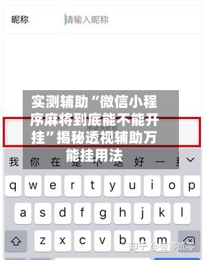 实测辅助“微信小程序麻将到底能不能开挂	”揭秘透视辅助万能挂用法-第1张图片