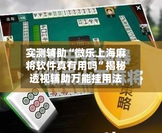 实测辅助“微乐上海麻将软件真有用吗	”揭秘透视辅助万能挂用法-第1张图片