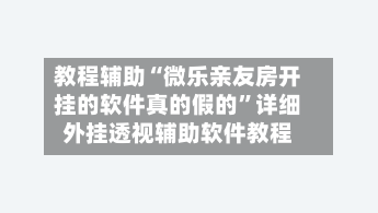 教程辅助“微乐亲友房开挂的软件真的假的”详细外挂透视辅助软件教程-第3张图片