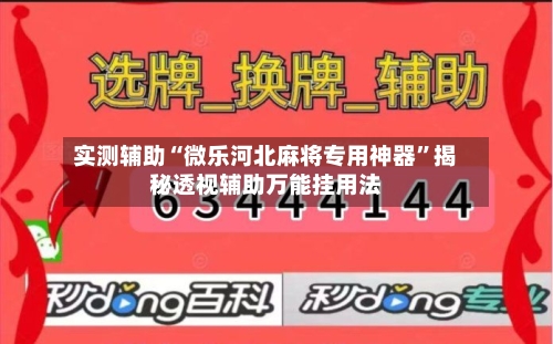 实测辅助“微乐河北麻将专用神器”揭秘透视辅助万能挂用法-第1张图片