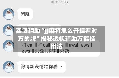 实测辅助“JJ麻将怎么开挂看对方的牌”揭秘透视辅助万能挂用法-第3张图片