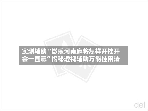 实测辅助“微乐河南麻将怎样开挂开会一直赢”揭秘透视辅助万能挂用法-第3张图片