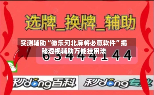 实测辅助“微乐河北麻将必赢软件	”揭秘透视辅助万能挂用法-第2张图片