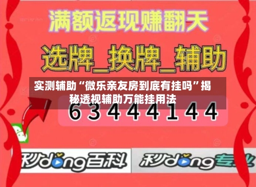实测辅助“微乐亲友房到底有挂吗”揭秘透视辅助万能挂用法-第2张图片